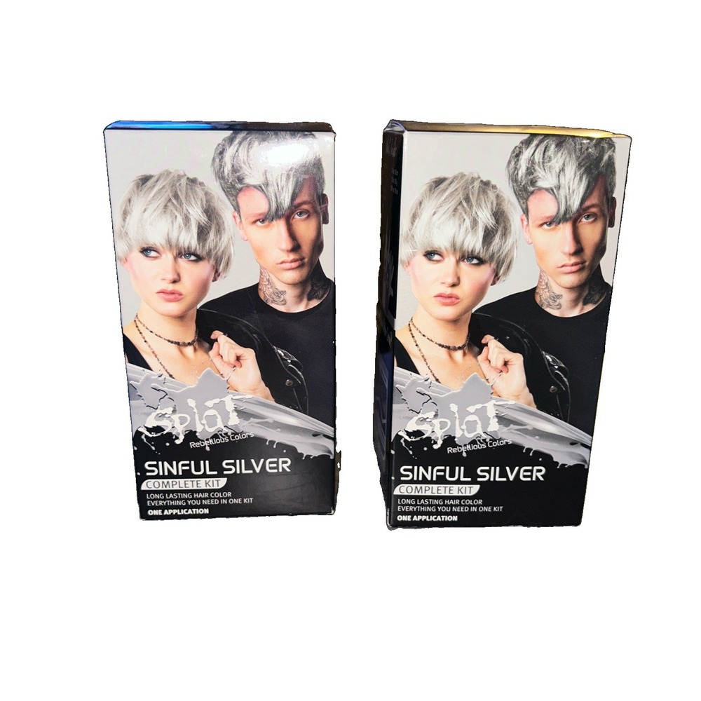 Splat Sinful Silver Complete Hair Color Kit Semi-Permanent Vivid Tint 2 Pack